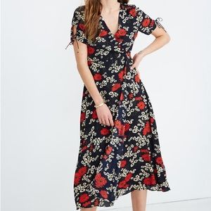 NWOT Madewell Floral Peekaboo-Sleeve Midi Dress Size 0